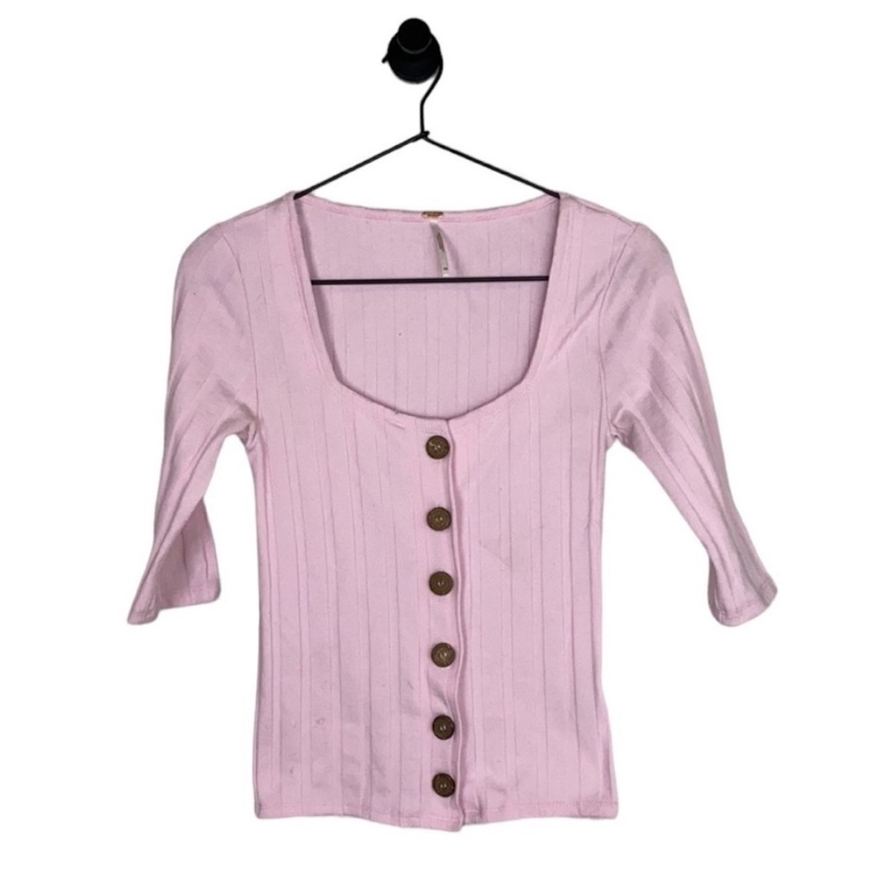 Free People button knit crop sweater